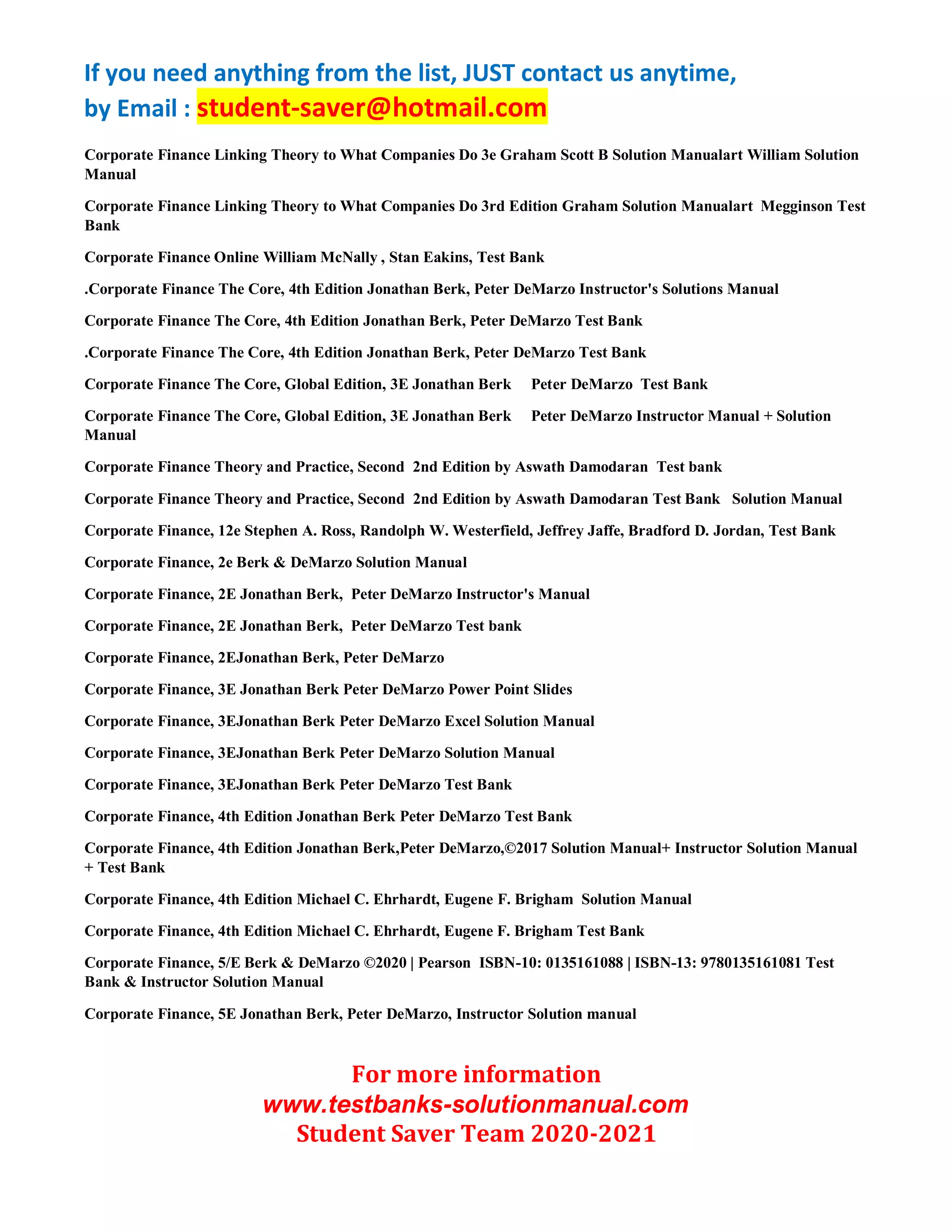 F ull list test bank and solution manual 2020 2021 ( student saver team ...