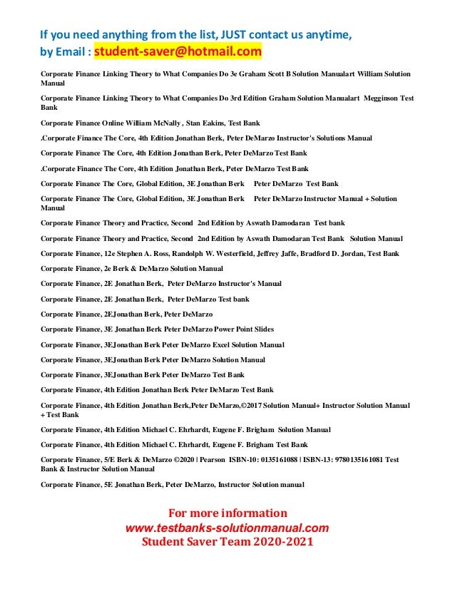 F Ull List Test Bank And Solution Manual 2020 2021 Student Saver Te