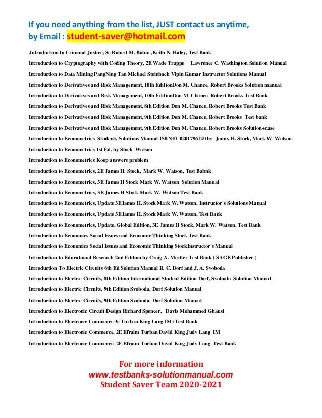F Ull List Test Bank And Solution Manual 2020 2021 Student Saver Te