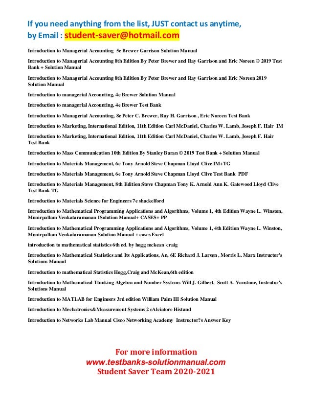 F Ull List Test Bank And Solution Manual 2020 2021 Student Saver Te