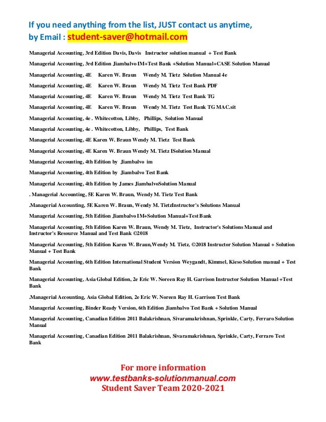 F Ull List Test Bank And Solution Manual 2020 2021 Student Saver Te