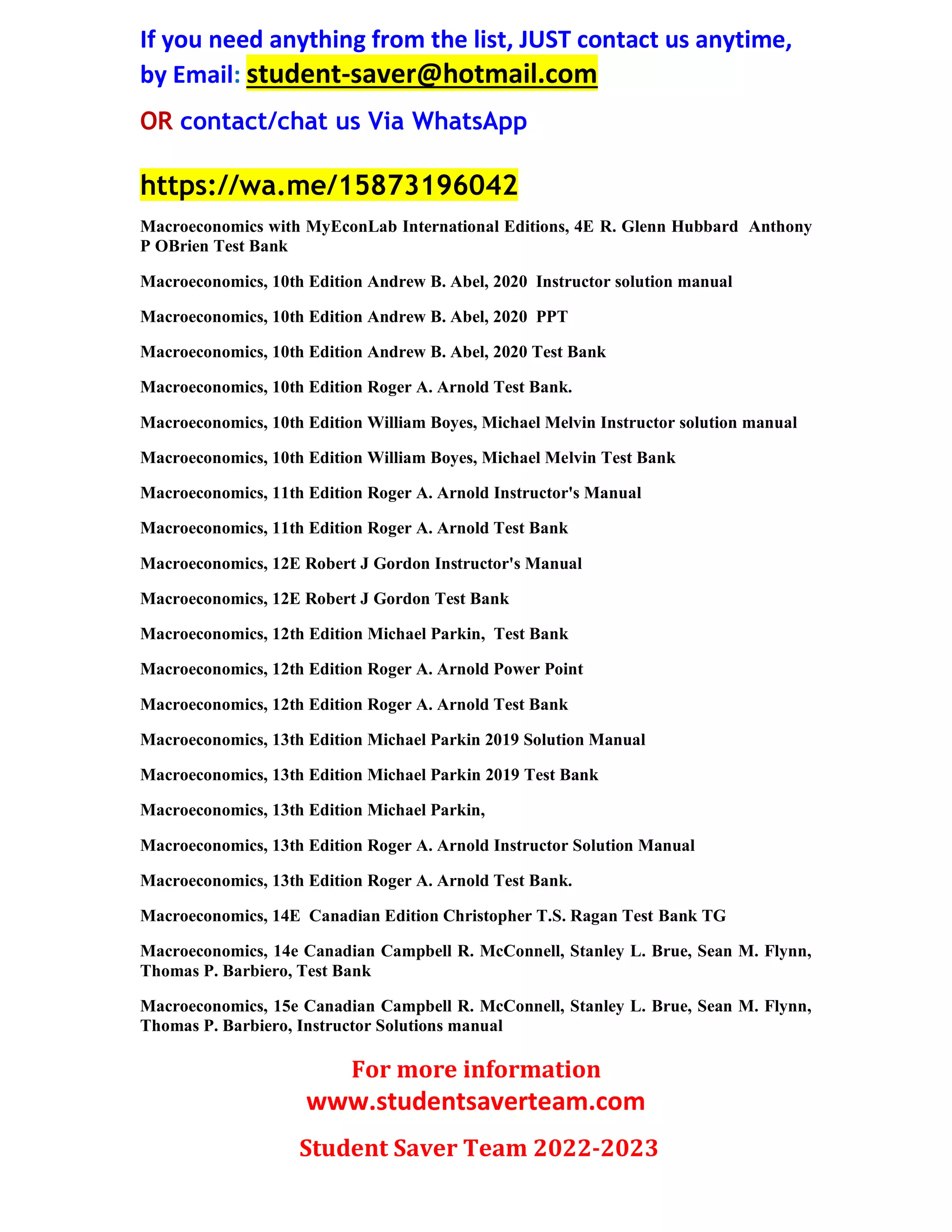 FUll list Test Bank and Solution Manual 2022-2023 ( Student Saver Team ...