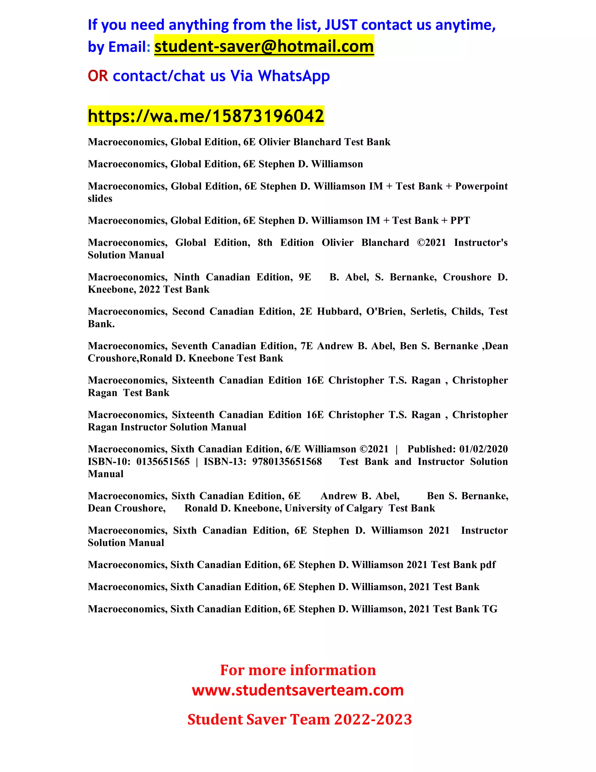 FUll list Test Bank and Solution Manual 2022-2023 ( Student Saver Team ...