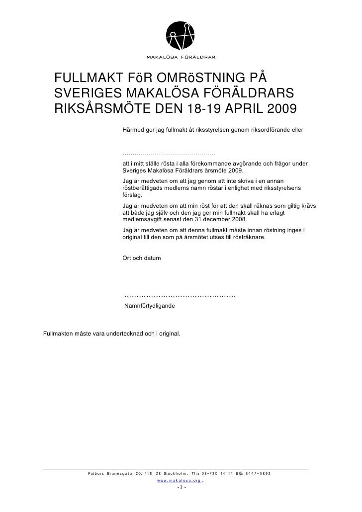 Fullmakt 2009