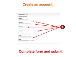 Create an account.




                           2




    Complete form and submit
               
 