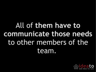 All of  them have to communicate those needs  to other members of the team.  