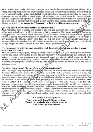 (1st) first year HSSC I part 1 English Notes( short question answers ...