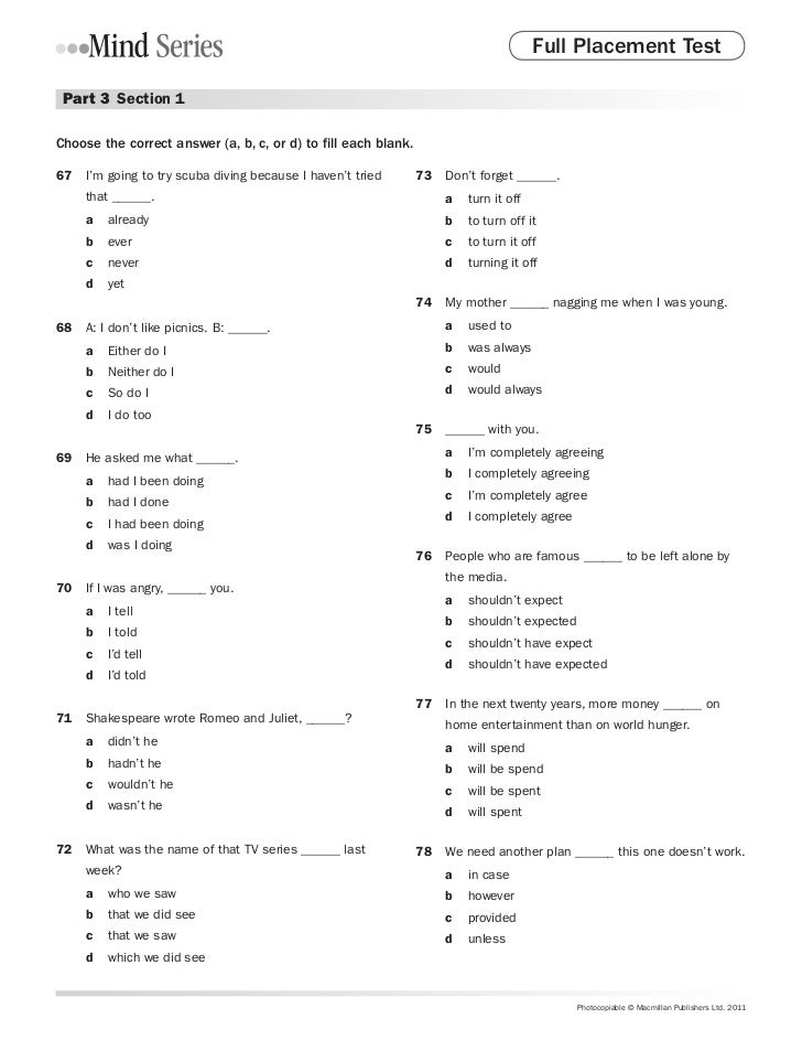 Free Printable Spanish Placement Test