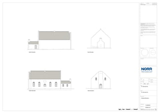 9633
4317
5117
2815
2080
10125
5179
9716
22760
Project No.
Drawing No.
Drawing Title
Detail Symbol
North Arrow
DATE REVISION REV
Keyplan
Consultants
DRW CHK
Rev.
Sheet Status
An Ingenium International Company
NORR Consultants Limited.
Client
Project
Drawn
Checked
Date
Date
Scale
@ A1
This drawing must not be used, reproduced or revised
without written permission.
This drawing shall not be used for construction purposes
until the “CONSTRUCTION” status appears under the
Sheet Status.
Constructors must only work to figured dimensions which
are to be checked on site. Do not scale from hard copy
drawings.
This drawing has been prepared solely for the use of:
and there are no representations of any kind made by
NORR Consultants Limited to any party with whom NORR
Consultants Limited has not entered into a contract.
St. Nicholas Kirk
St. Nicholas Kirk
St. Nicholas Kirk
1:100
14/01/25
MF
14/01/25
CM
P01
IN3025-0011
PLANNING
Existing Elevations
SNCK-NOR-ZZ-ZZ-DR-A-000100
First Issue MF
CM
P01
14/01/2025
East Elevation
West Elevation
North Elevation
South Elevation
0 2 4 10
6 8
Scale 1:100
1
 