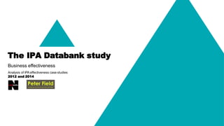 The IPA Databank study
Business effectiveness
Analysis of IPA effectiveness case studies
2012 and 2014
 
