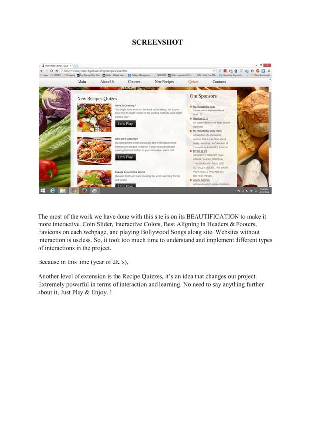 Project Report on Grocery Store site PDF