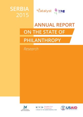 SERBIA
2015
ANNUAL REPORT
Research
ON THE STATE OF
PHILANTHROPY
 