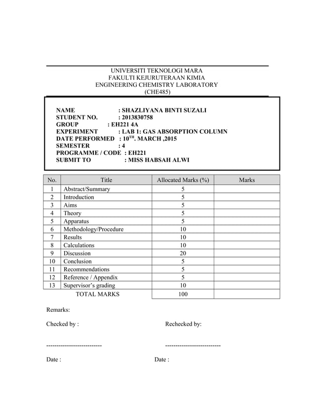 Full report gas absorption PDF