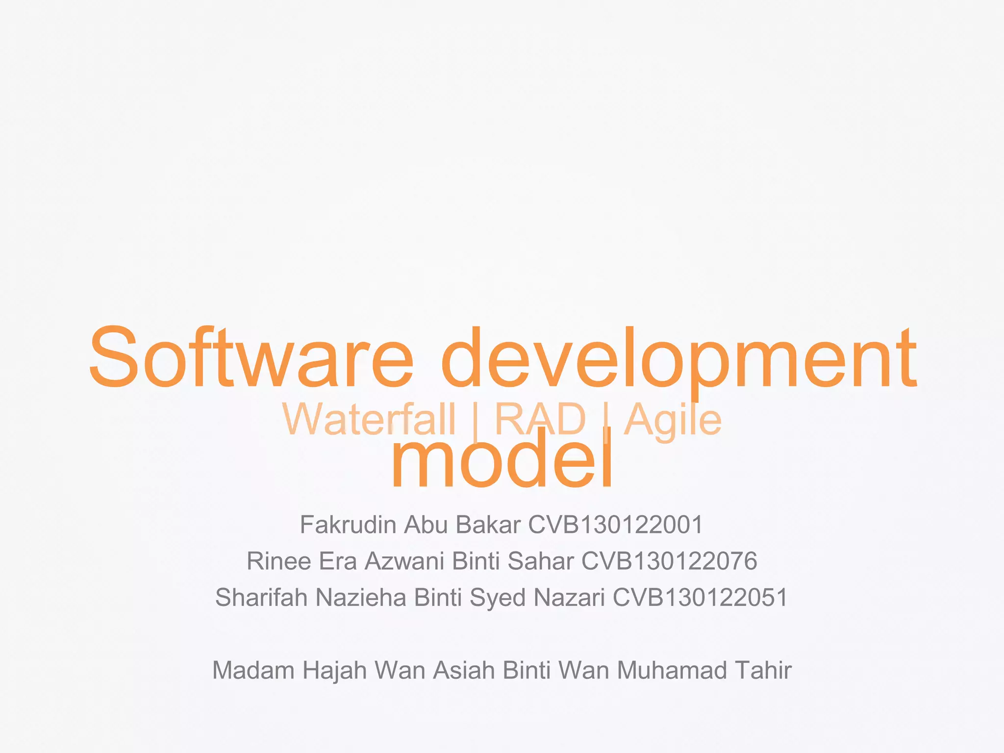 Software Development Model Waterfall Rad Agile Ppt