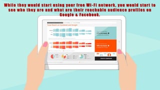 While they would start using your free Wi -Fi network, you would start to
see who they are and what are their reachable audience profiles on
Google & Facebook.
 