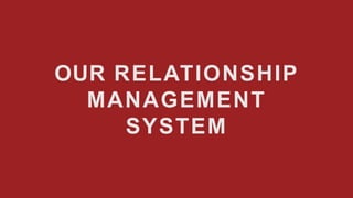 OUR RELATIONSHIP
MANAGEMENT
SYSTEM
 
