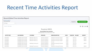 Recent Time Activities Report
 