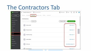 The Contractors Tab
 