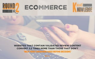ECOMMERCE
WEBSITES THAT CONTAIN VALIDATED REVIEW CONTENT
CONVERT 3.2 TIMES MORE THAN THOSE THAT DON’T
“HELP YOUR CONSUMERS MAKE BUYING DECISIONS”
 