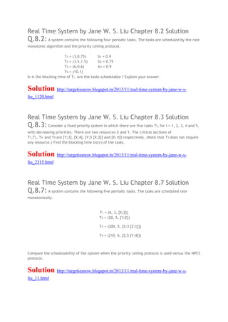 Full solution manual real time system by jane w s liu solution manual | PDF