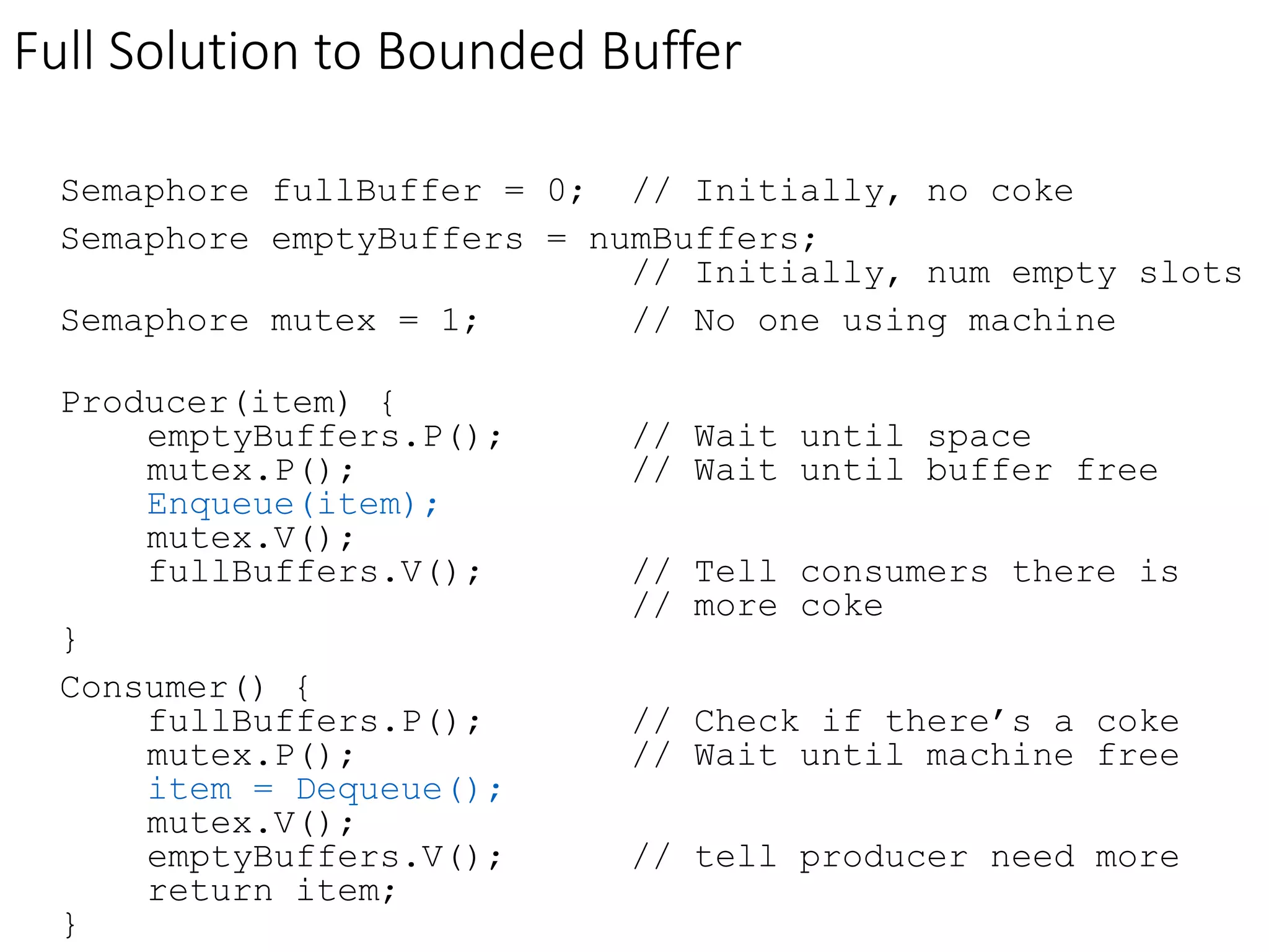 Full solution to bounded buffer | PPTX