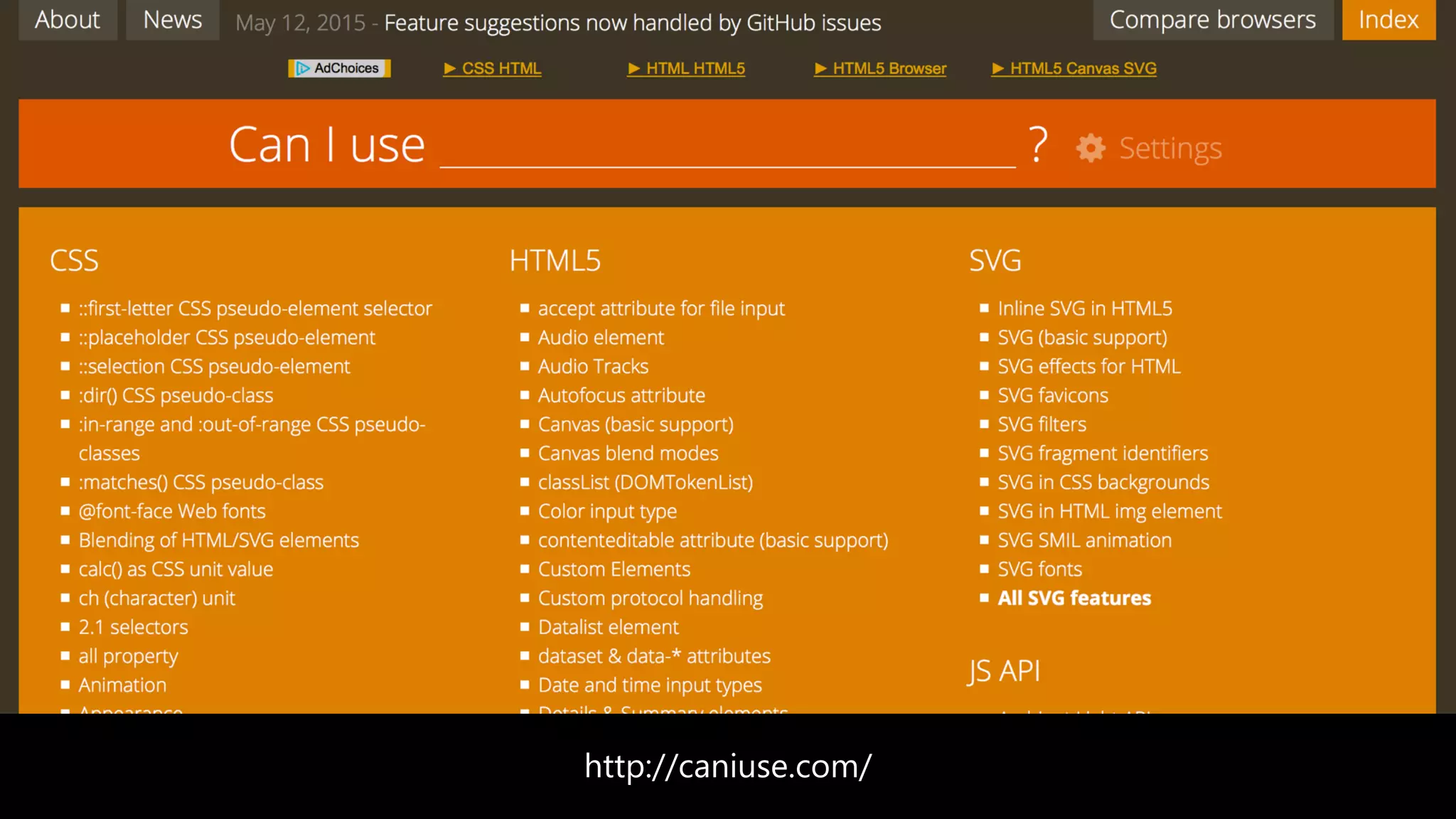 http://caniuse.com/
 