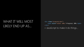 WHAT IT WILL MOST
LIKELY END UP AS… + JavaScript to make it do things…
 
