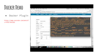 DockerDemo
● Docker Plugin
https://www.youtube.com/watch?
v=hfDI-OsP2Ao
 