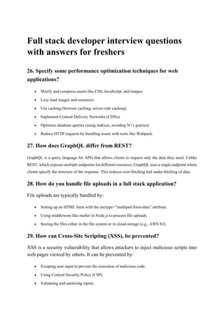 Full stack developer interview questions with answers for freshers ...