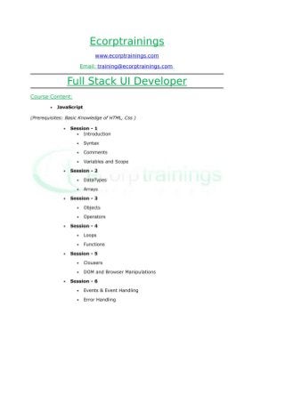Learn | Full Stack UI Developer Online Training USA | Full Stack Developer Trainings