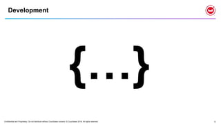 Confidential and Proprietary. Do not distribute without Couchbase consent. © Couchbase 2018. All rights reserved. 5
Development
{…}
 
