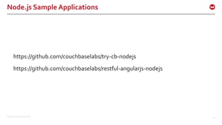 ©2015 Couchbase Inc. 44
Node.js Sample Applications
https://github.com/couchbaselabs/try-cb-nodejs
https://github.com/couchbaselabs/restful-angularjs-nodejs
 