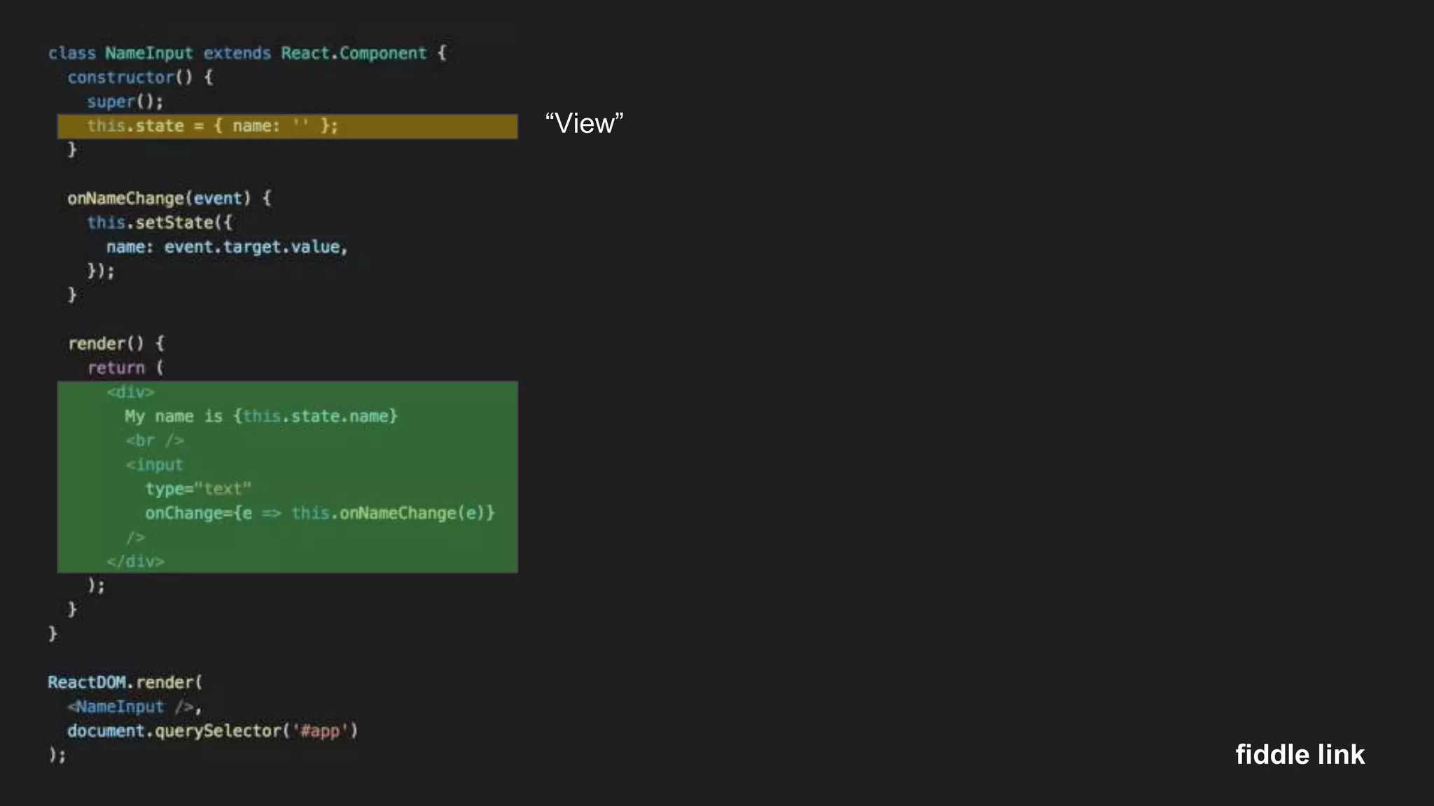 fiddle link “View” 