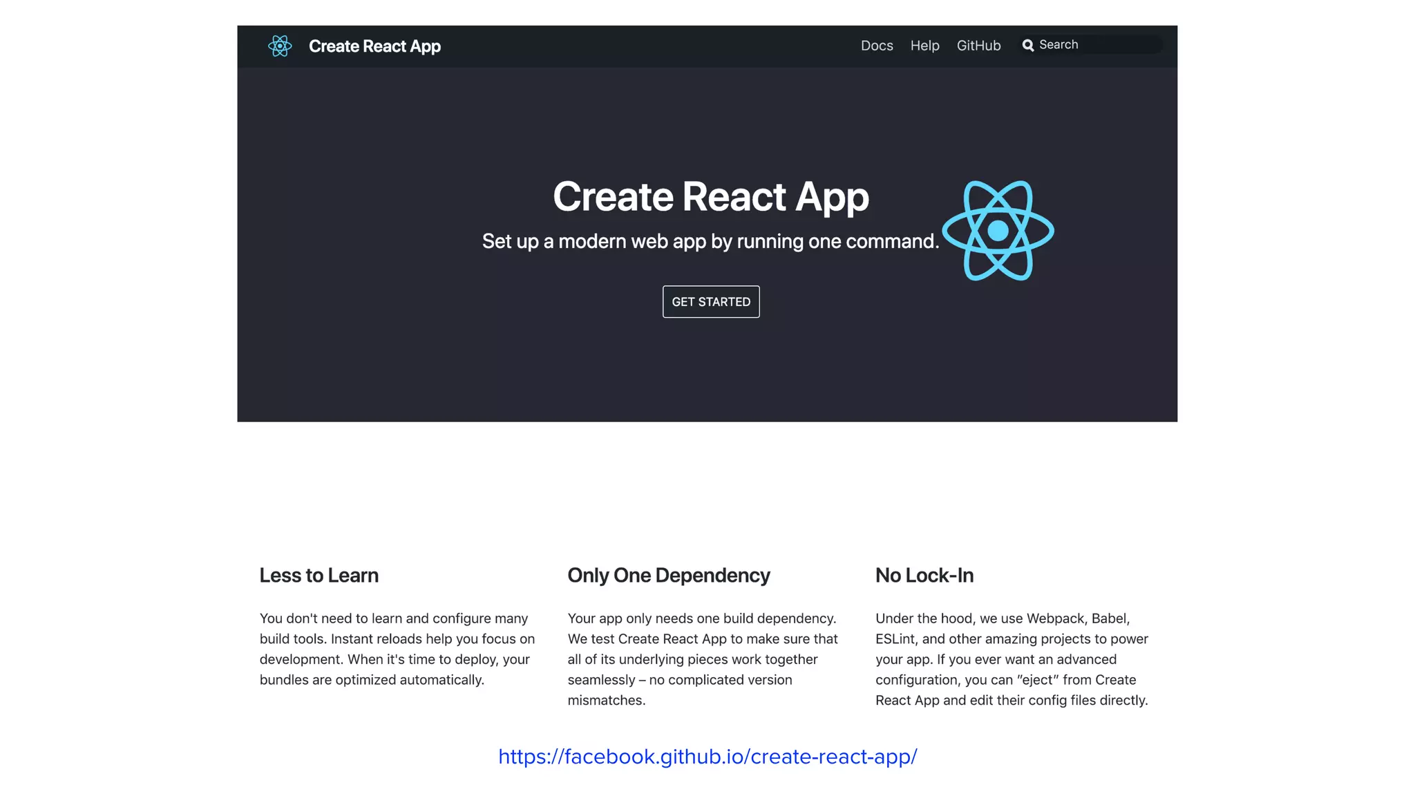 https://facebook.github.io/create-react-app/
 