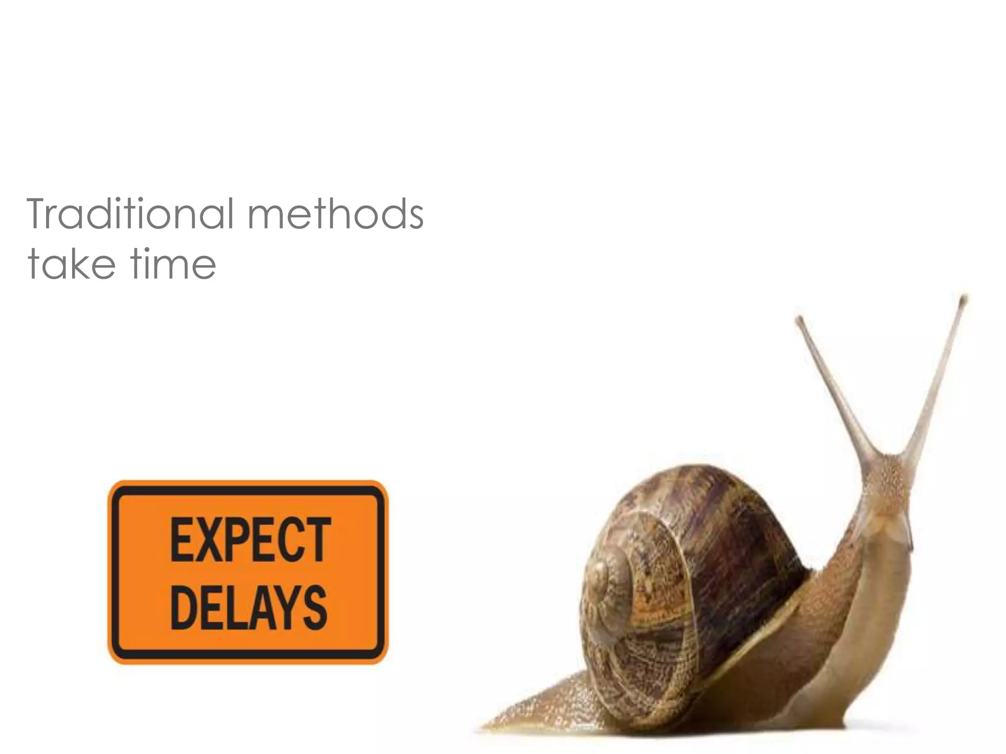 Traditional methods 
take time 
 