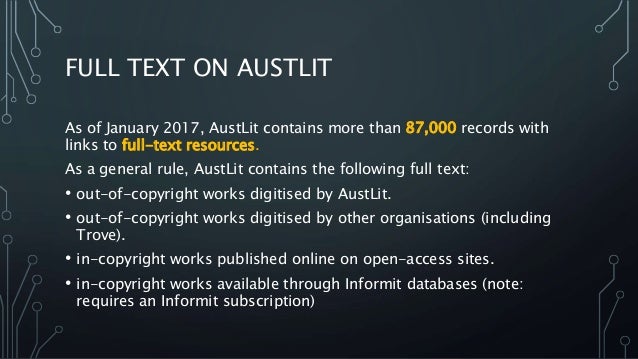 Finding Full Text on AustLit Slide 2