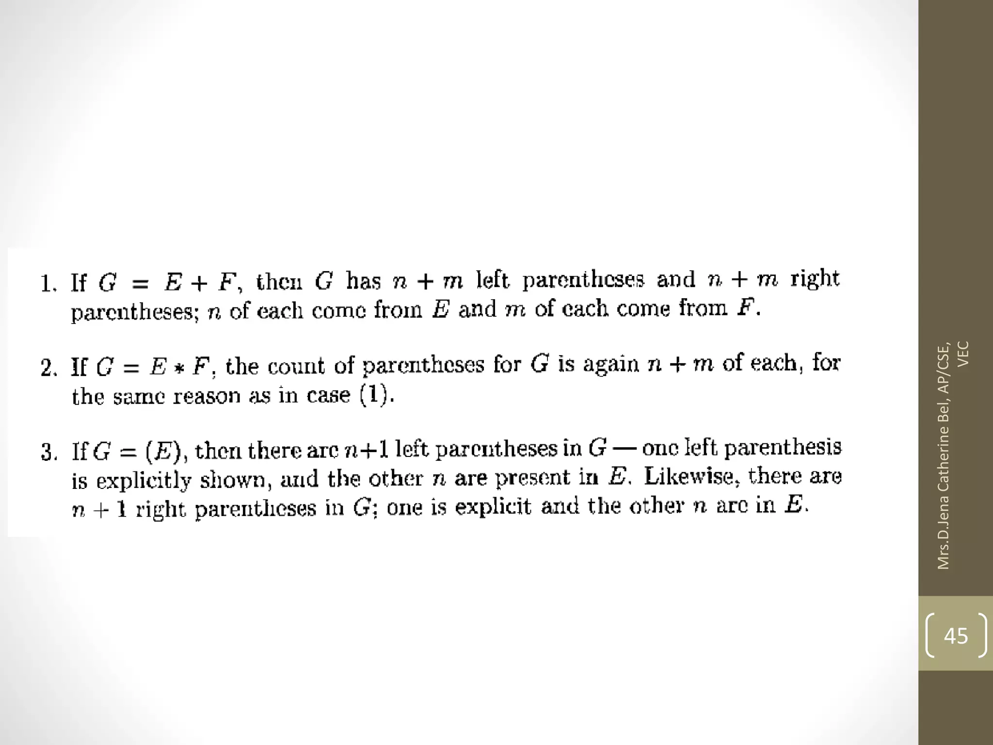 Mrs.D.Jena Catherine Bel, AP/CSE, VEC 45 