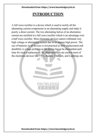 Full Wave Rectifier (P) . pdf Investigatory project | PDF