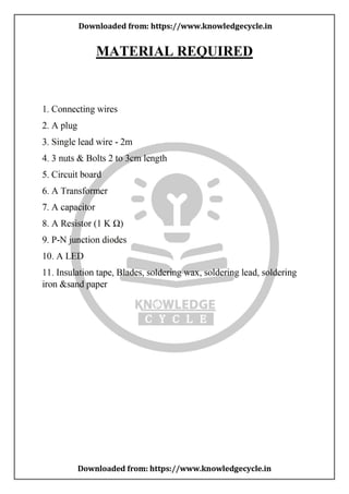 Full Wave Rectifier (P) . pdf Investigatory project | PDF
