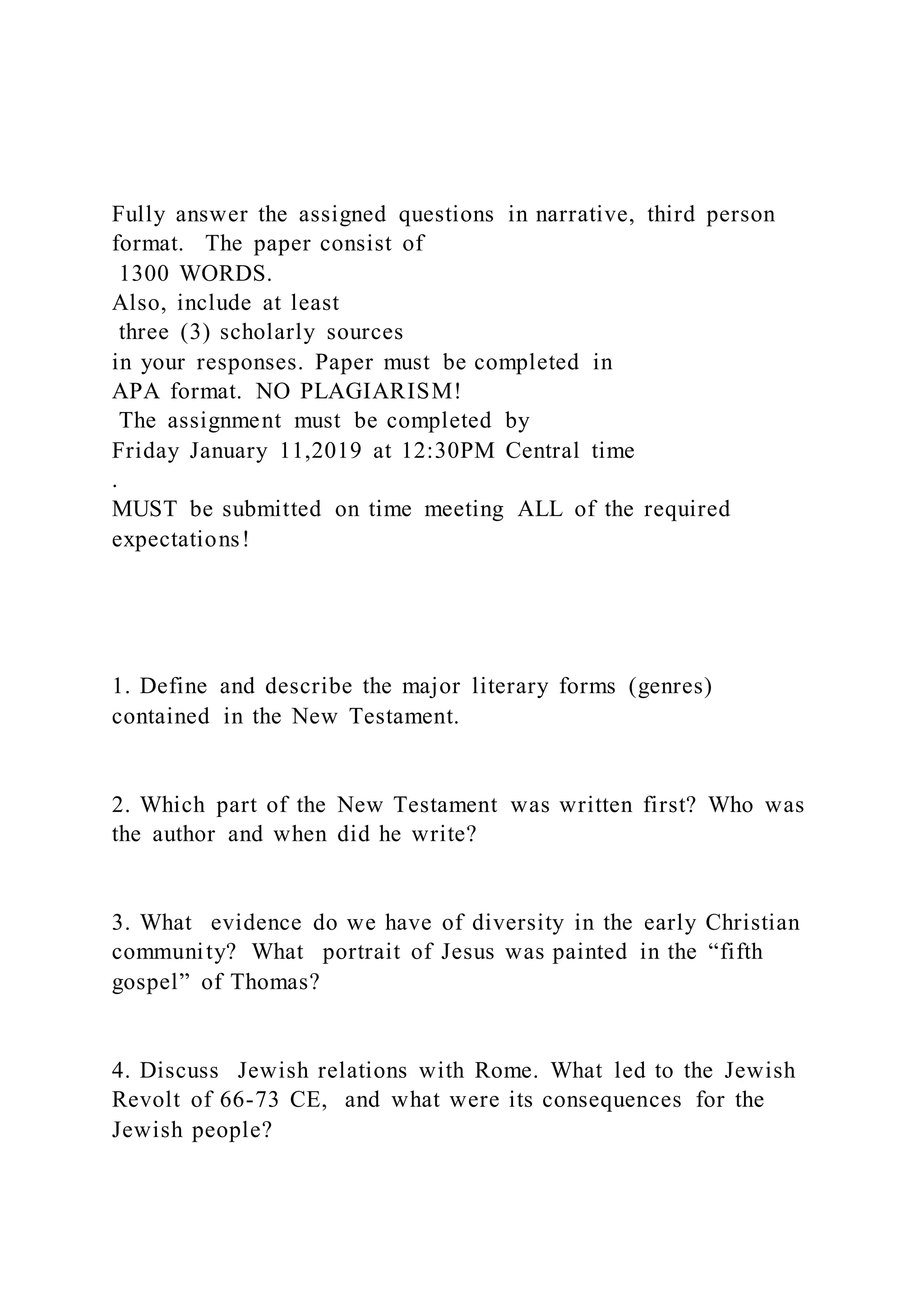 Fully answer the assigned questions in narrative, third person f | PDF