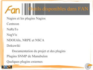 Être notifié (email, SMS, jabber...) Surveiller quoi ? Éléments physiques (cpu, mémoire, partitions, ...) 