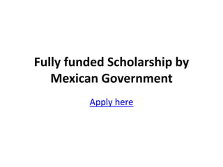 Fully funded Scholarship by
Mexican Government
Apply here
 