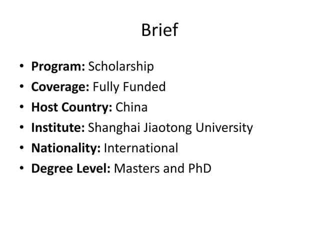 Fully Funded Scholarship In China At Shanghai Jiaotong University 2024 Pptx Fully Funded Scholarship In China At Shanghai Jiaotong University 2024 Pptx