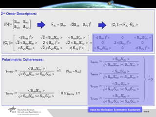 2 nd  Order Descriptors: Polarimetric Coherences: Valid for Reflexion Symmetric Scatterers 
