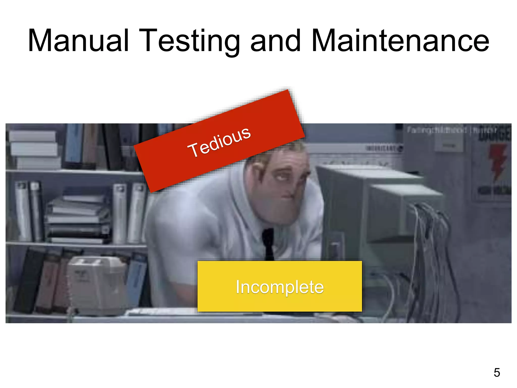 Manual Testing and Maintenance
5
Incomplete
 
