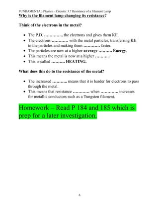 Fun 3.7 resistance of a filament lamp - notes | DOC