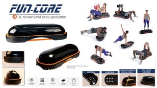 VOLTÉALO LEVÁNTALO
ÚSALO CON GOMAS,
PELOTAS, PESOS …
MÁS DE 300
EJERCICIOS
Dimensiones: 117 x 44 x 26 cm
Peso: 11 kg
2500 kg
 