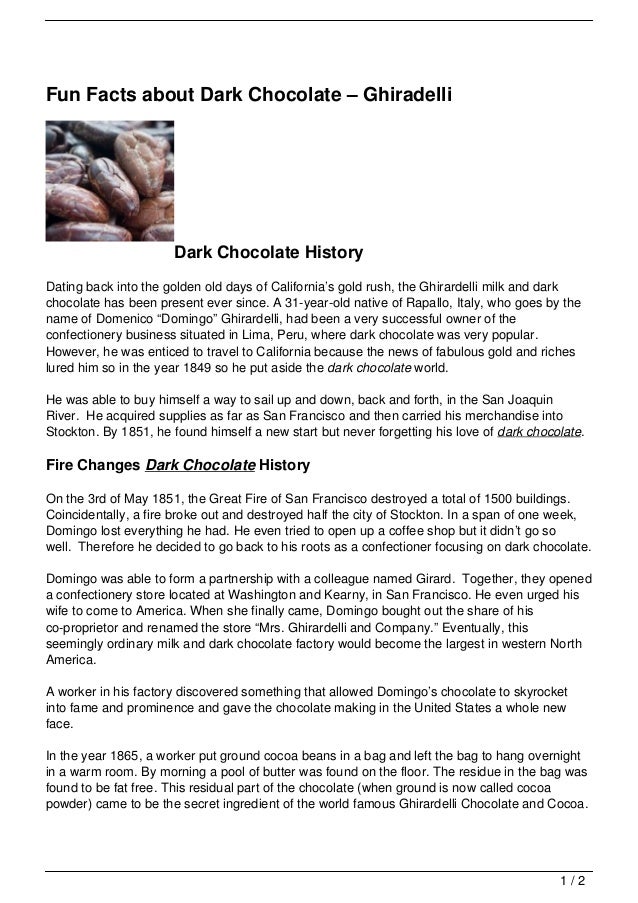 Fun Facts about Dark Chocolate – Ghiradelli