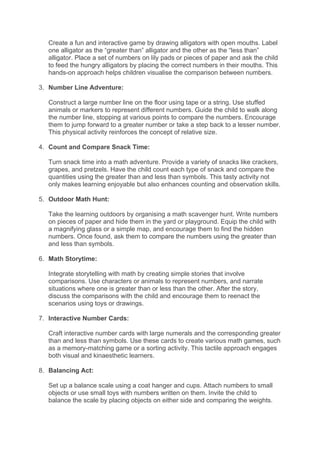 Fun Activities for Preschoolers and Kids Using Greater Than and Less ...