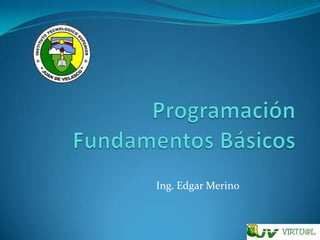ProgramaciónFundamentos Básicos Ing. Edgar Merino 